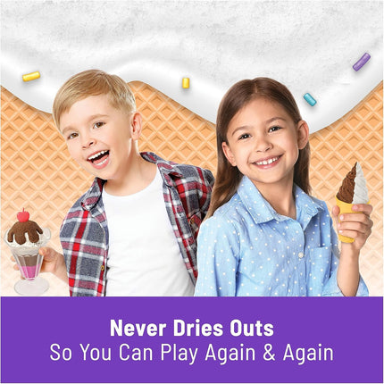 Kinetic Sand Scents Ice Cream Treats, Moldable Sand Sensory Toys, Ages 3+ | Swirl Strawberry, Chocolate & Vanilla Scented Play Sand Ice Cream Cones, 3 Colors & 6 Tools, Birthday Gifts for Kids