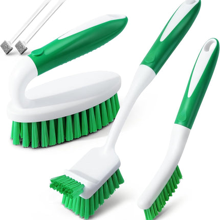 5 Pack Cleaning Brush Scrub Brush Kitchen Brush for Floor,Green | Cleaning Brush Set for Household Use, Scrub Brush, Kitchen Brush, Tile Lines Brush for Bathroom, Floor, Tub, Shower