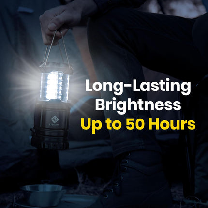 Lantern Camping Essentials Lights, Led Flashlight for Power Outages, Battery Operated Lamp for Emergencies, Survival Gear, Hurricane Preparedness Items, Water Resistant, 2 Pack, Black