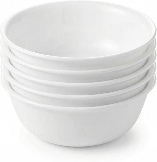 Vitrelle 28-Oz Soup/Cereal Bowls Set of 6 Chip & Crack Resistant Dinnerware Bowls for Soup, Ramen, Cereal and More, Triple Layer Glass, Winter Frost White