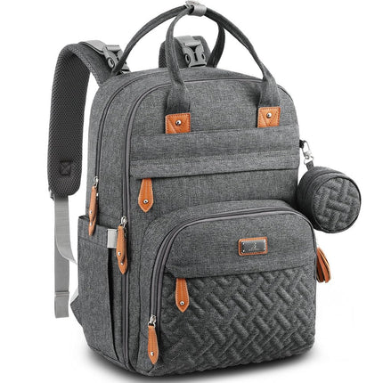 Diaper Bag Backpack - Baby Essentials Travel Tote - Multi Function Water Resistant Diaper Bag, Travel Essentials Baby Bag with Changing Pad, Stroller Straps & Pacifier Case - Dark Gray