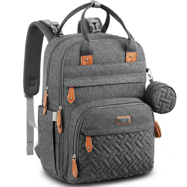 Diaper Bag Backpack - Baby Essentials Travel Tote - Multi Function Water Resistant Diaper Bag, Travel Essentials Baby Bag with Changing Pad, Stroller Straps & Pacifier Case - Dark Gray