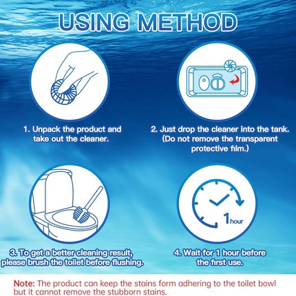 Automatic Toilet Bowl Cleaner Tablets, Drop-In Tank Cleaner for Bathroom, Prevent Stains & Deodorize, Long-Lasting Cleaning Tabs, Easy-Use Freshener for Bowl & Tank, 12 Pack