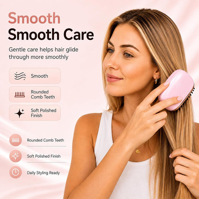 Mini Hair Straightener Brush Cordless Portable Travel Flat Iron Steam Small Heated Styling Comb Rechargeable Wireless Tool for Short & Long Bangs Roots and Edges Compact Blackpurse Size (Black)
