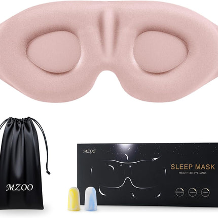Luxury Sleep Eye Mask for Side Sleeper Men Women, Zero Eye Pressure 3D Sleeping Mask, Light Blocking Patented Design Night Blindfold, Soft Eye Shade Cover for Travel, Pink