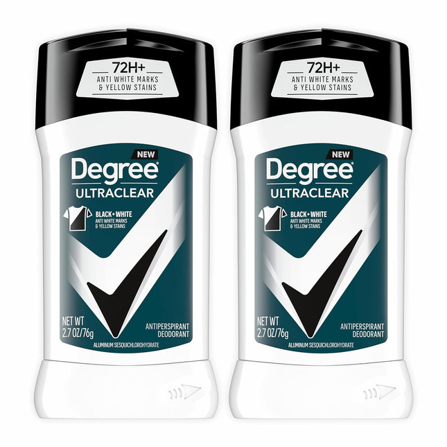 Degree Men Ultraclear Antiperspirant Deodorant Black+White 2 Count 72-Hour Sweat & Odor Protection Antiperspirant for Men with Motionsense Technology 2.7 Oz