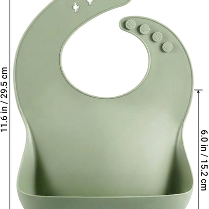 Set of 3 Silicone Baby Bibs Waterproof, Soft, Unisex, 10-72 Months