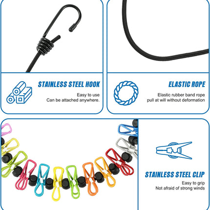 Retractable Portable Clothesline for Travel, Clothing Line with 12 Clothes Clips, for Indoor Laundry Drying Line, Outdoor Camping Accessories