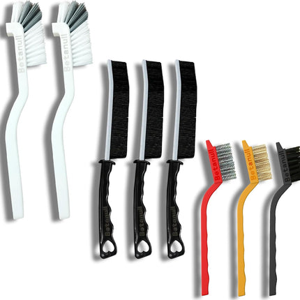 Grout Brush, Crevice Cleaning Brush Set, Stiff Bristle Scrub Brush | Ideal for Bathroom Cleaning Supplies, Tile, Shower Corners and Small Spaces. Nylon Brushes for Cleaning Grout Effectively