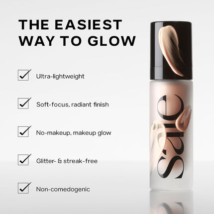 Glowy Super Gel - Hydrating Makeup Primer and Illuminating Glow Serum Enriched with Vitamin C and Squalane Oil - All-Over Liquid Highlighter Makeup for Instant Glass Skin - Starglow (1 Oz)