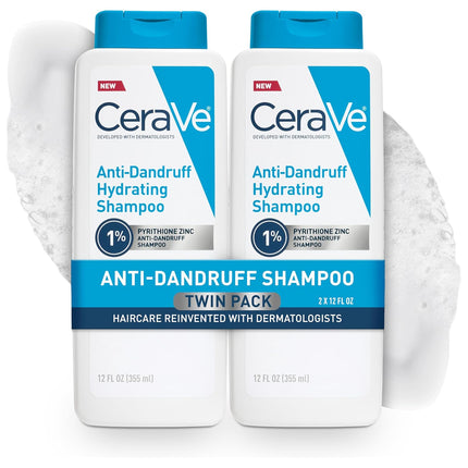 Hydrating anti Dandruff Shampoo, 1% Pyrithione Zinc Dandruff Treatment with Ceramides, Niacinamide & Hyaluronic Acid, Helps Eliminate Flakes & Provides Itchy Scalp Relief, Sulfate Free, 12 Oz