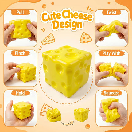 Cheese Squeeze Toys, Slow Rising Yellow Foam Stress Relief Blocks(2 Packs)