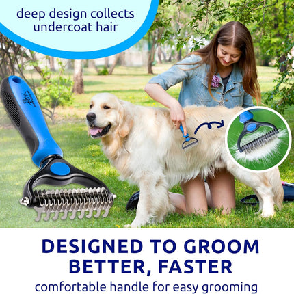 Deshedding Dog Brush for Shedding – Cat Brushes for Indoor Cats, Double-Sided Cat Brush Deshedding & Grooming Tool for Long Haired and Short Haired Dogs, Skin-Friendly