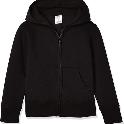 Girls and Toddlers' Fleece Zip-Up Hooded Sweatshirt with Lined Hood and Rib Knit Detail