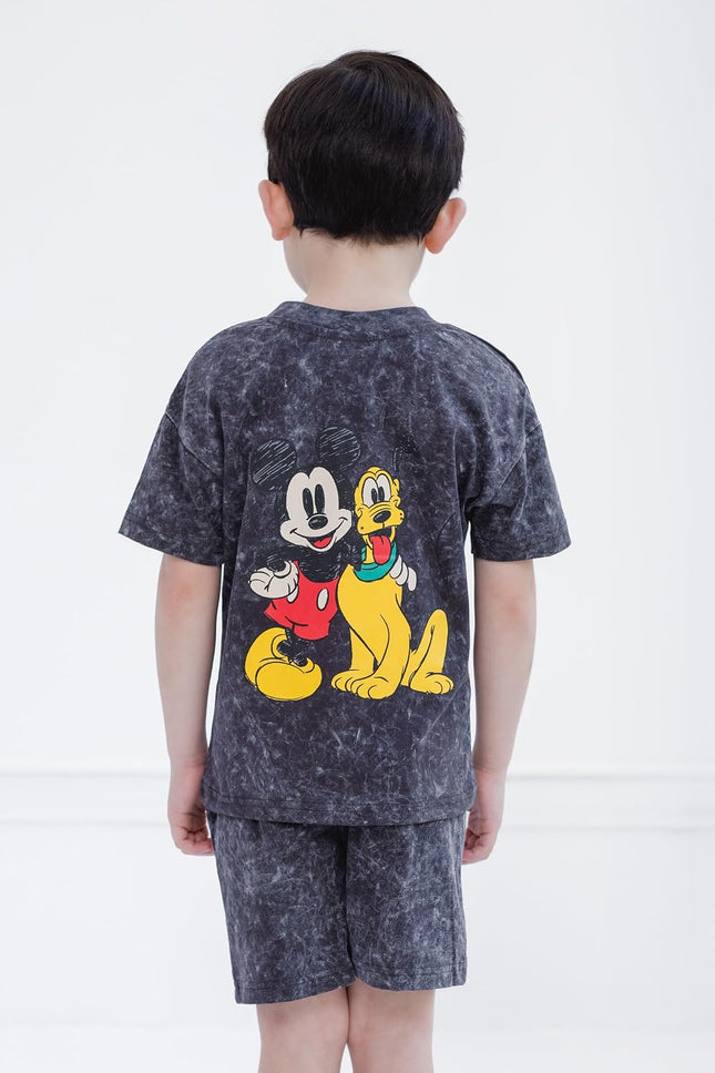 Mickey Mouse Vintage Wash T-Shirt and Shorts Outfit Set Toddler to Big Kid Sizes (2T - 10-12)