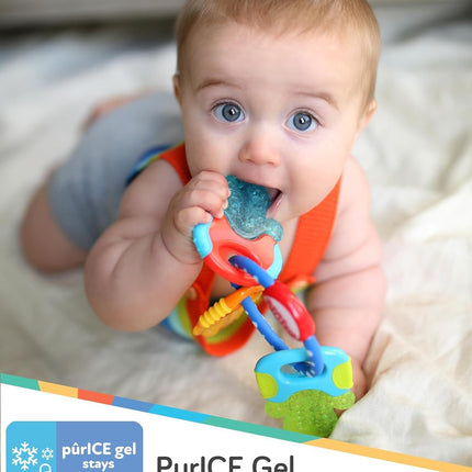 Icybite Ice Gel Teether Keys for Infants - Silicone Baby Teether Toys - Gentle on Sore Gums - Baby Teething Relief - 3+ Months - Blue