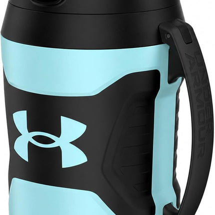 Insulated Water Bottle with Handle & Fence Hook, Half Gallon Sports Water Jug, Leak-Resistant & Bpa-Free for Baseball, Football & Gym - Breeze Blue/Black, 64Oz