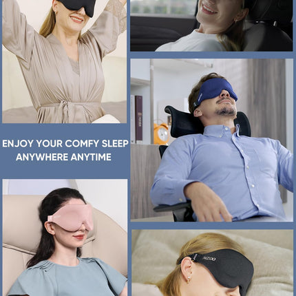 Luxury Sleep Eye Mask for Side Sleeper Men Women, Zero Eye Pressure 3D Sleeping Mask, Light Blocking Patented Design Night Blindfold, Soft Eye Shade Cover for Travel, Pink