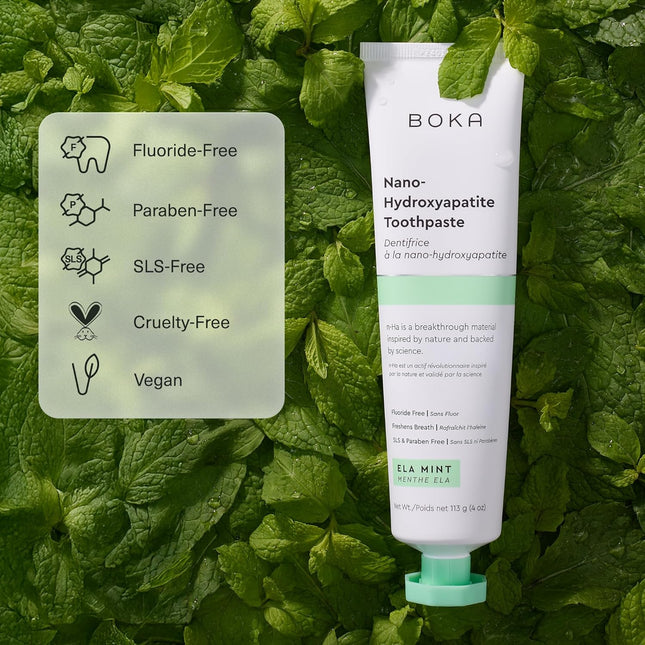 Fluoride Free Toothpaste, Nano Hydroxyapatite Toothpaste, Appropriate for Sensitive Teeth - for Adult Oral Care - Ela Mint Flavor, 1.3 Fl Oz 2Pk
