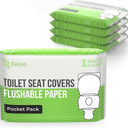 Toilet Seat Cover Paper Flushable (50 Pack) - XL for Adults and Kids Potty Training, 100% Biodegradable Travel Supplies Essentials for Public Restrooms, Airplane, Camping, Festivals