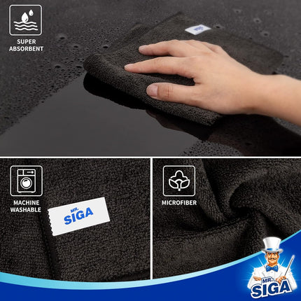 Microfiber Cleaning Cloth, All-Purpose Microfiber Towels, Streak Free Cleaning Rags, Pack of 12, Black, Size 32 X 32 Cm(12.6 X 12.6 Inch)