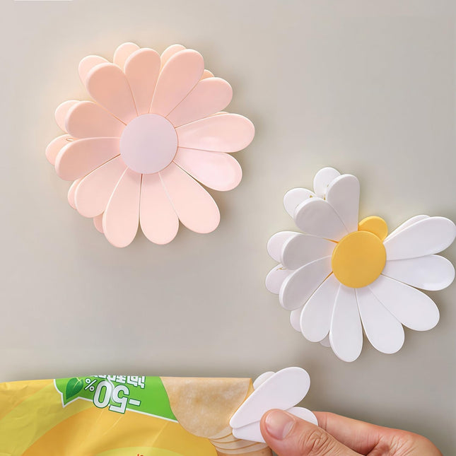 4 Pack Flower Blossom Magnetic Bag Clips, Cute Cherry Blossom Fridge Magnets, Pink Snack Food Sealer, 27 Detachable Petal Bag Clips
