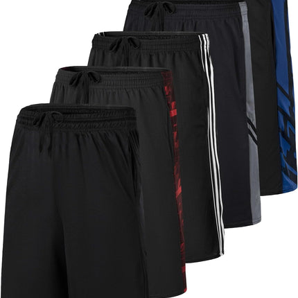 5 Pack: Boys' Mesh Basketball Athletic Shorts with Pockets – Teen Kids Youth Quick Dry Soccer Running Gym