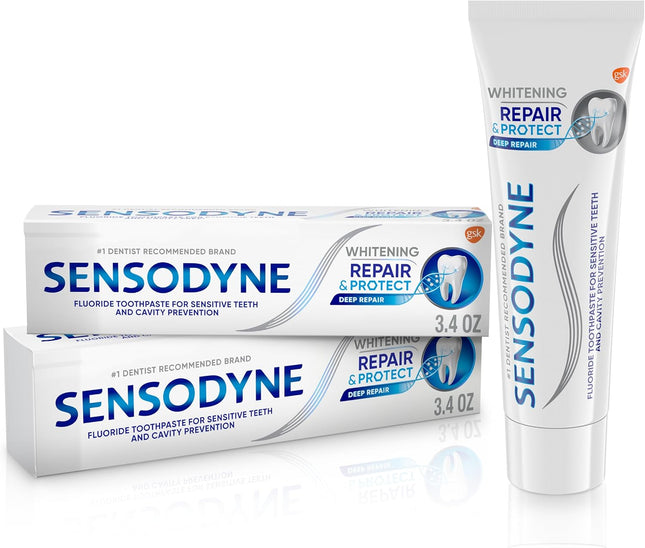 Repair and Protect Whitening Toothpaste, Toothpaste for Sensitive Teeth and Cavity Prevention, 3.4 Oz (Pack of 2)