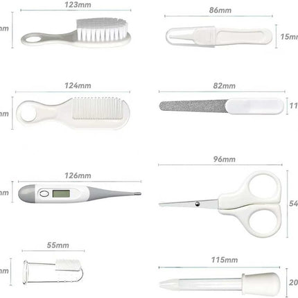 Baby Grooming Kit, Infant Safety Care Set with Hair Brush Comb Nail Clipper Nasal Aspirator,Baby Essentials Kit for Newborn Girls Boys (Grey White)