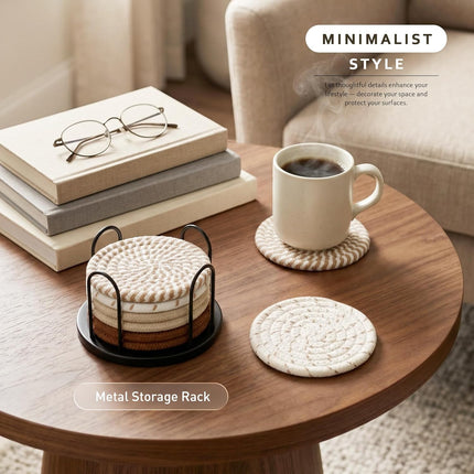 Coasters Set of 8 for Drinks, 4 Inch Large Coasters for Coffee Table, Tabletop Protection for Hot & Cold Drinks, Versatile Coasters for Home Decor, Non-Slip & Easy to Clean, Coffee