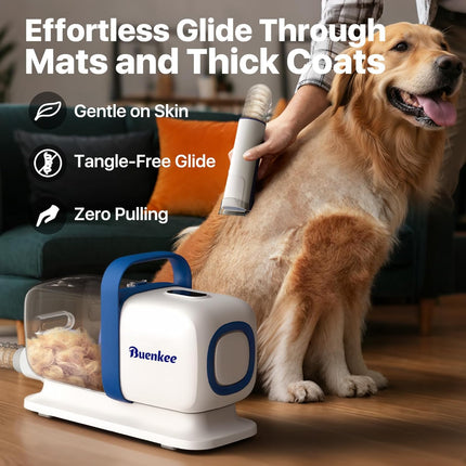 Dog Grooming Kit with Vacuum, 15000Pa Pet Hair Clipper and Shedding Brush, 2L Capacity, White