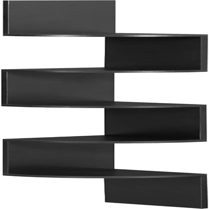 VASAGLE CUSTOS Collection - Corner Shelf Wall Mount, 5-Tier Floating Corner Bookshelf, Plant Shelf for Bedroom, Living Room, Bathroom, Home Office, Black ULBC072B01