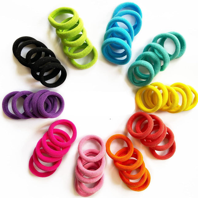 100 Pcs Baby Hair Ties, Seamless Cotton Toddler Hair Ties for Girls and Kids, Multicolor Small Soft No Damage Hair Elastics Ponytail Holders(10Colors)