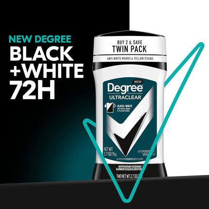 Degree Men Ultraclear Antiperspirant Deodorant Black+White 2 Count 72-Hour Sweat & Odor Protection Antiperspirant for Men with Motionsense Technology 2.7 Oz