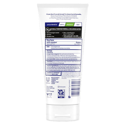 Blackhead Clearing Face Scrub, Clears Blackheads & Unclogs Pores, Green Tea & Bamboo, Salicylic Acid Acne Treatment Facial Scrub, Moderate Exfoliator Skin Care with Natural Exfoliants 6 Oz