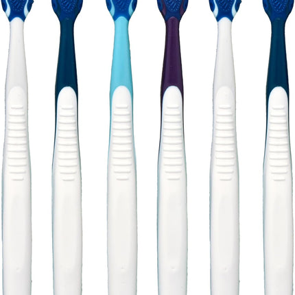 Pro Clean Crossaction Manual Toothbrush, 6- Pack, Medium Soft Bristle Brushes for Adults, Deep Plaque Removal, Daily Gum Health and Fresh Breath, Travel Toiletries