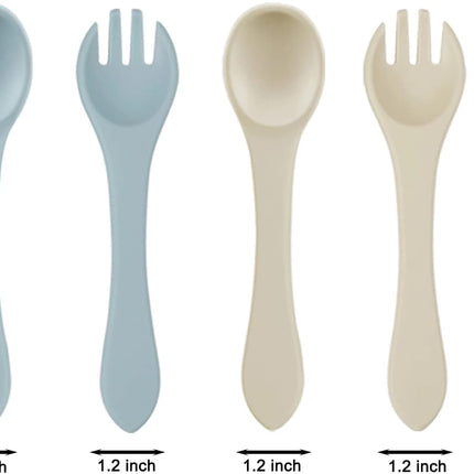 Silicone Baby Feeding Set| 2 Divided Suction Plate + 2 Suction Bowl + 2 Tiny Cup with 2 Spoons| Baby Led Weaning Supplies Self Feeding Utensils (Blue White)