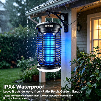 Electric Bug Zapper Outdoor & Indoor Mosquito Killer | 4200V High Voltage Grid, Waterproof Design, UV+LED Dual Light Trap Flying Insects; Fits Backyard, Patio, Home & Garage