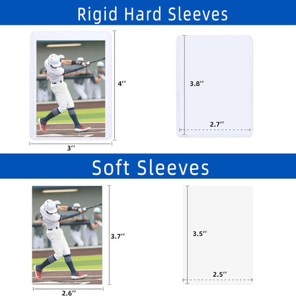 400 Pack Card Sleeves Hard Plastic,  3"X4" Baseball Cards Protectors Plastic, Premium Card Holder for Trading Sports Baseball Football Game Cards (200 Rigid + 200 Clear)