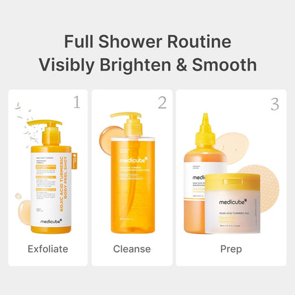 Kojic Acid Turmeric Brightening Body Wash | Gentle Shower Gel for Uneven Skin | Niacinamide, Vitamin C, AHA/BHA | Deep Cleansing, Hydrating Formula | Easy and Effective, 13.52 Fl.Oz