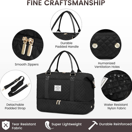 Travel Duffle Bag,Weekender Bags for Women with Shoe Compartment，Carry on Overnight Bag with Toiletry Bag,Gym Duffel Bag with Wet Pocket, Hospital Bags for Labor and Delivery