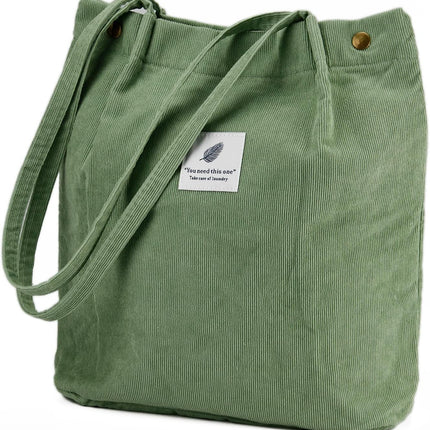 Corduroy Tote Bag Cute Tote Bags for Women Shoulder Bag with Inner Pocket for Work Beach Travel and Shopping Grocery