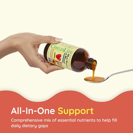 Kids Multivitamin & Mineral - Vitamins for Kids, Liquid Multivitamin Supplement for Toddler & Baby Wellness - Natural Orange & Mango Flavor, 8 Fl Oz (Pack of 1)