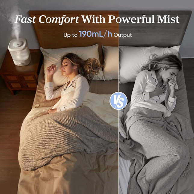 LEVOIT Top Fill Humidifiers for Bedroom, 2.5L Tank for Large Room, Easy to Fill & Clean, 28Db Quiet Cool Mist Air Humidifier for Home Baby Nursery & Plants, Auto Shut-Off for Safety, 25H