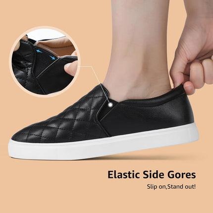 Loafers for Women Memory Foam Slip on Sneakers Elees Quilted 1.0 Comfort Fall Shoes