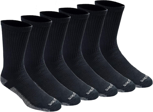 Men'S Multi-Pack Dri-Tech 2.0 Moisture Control Heel-Lock Crew Socks, Black, Shoe Size: 6-12