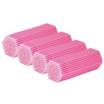 400PCS Micro Cotton Swabs, Disposable Eyelash Microswabs for Eyelash Extensions, Lash Brush Applicators Pink(Head Diameter: 2.0Mm)