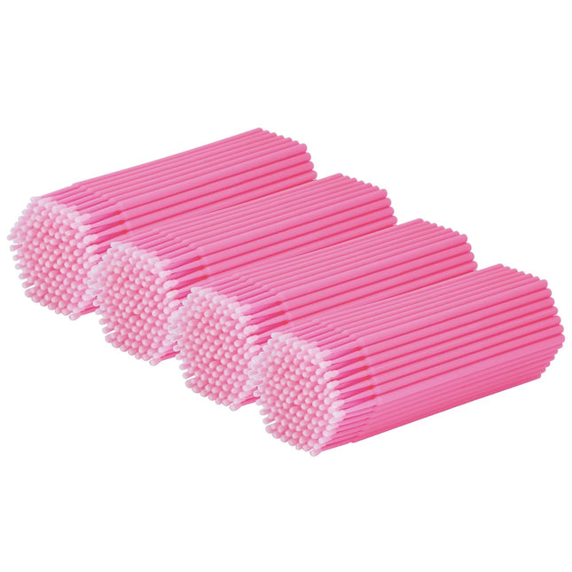 400PCS Micro Cotton Swabs, Disposable Eyelash Microswabs for Eyelash Extensions, Lash Brush Applicators Pink(Head Diameter: 2.0Mm)