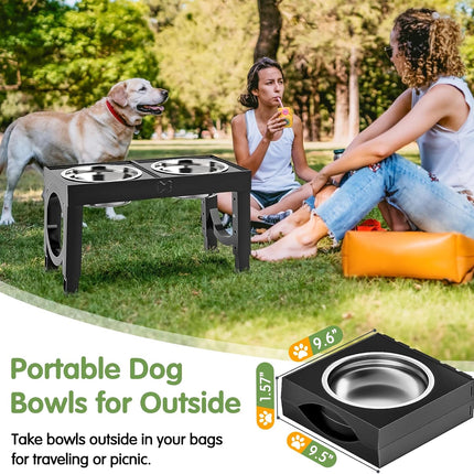 Elevated Dog Bowls Large Breed Raised Dogs Bowl Stand Large/Medium Sized Dog Stainless Steel Food Water Bowl Stands 5 Heights Adjustable 9/11/12/14In Black Pet Feeder Dish Station