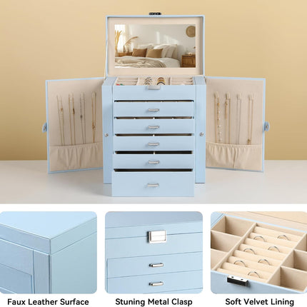 6-Layer Jewelry Box for Women,Large Jewelry Organizer with Drawer